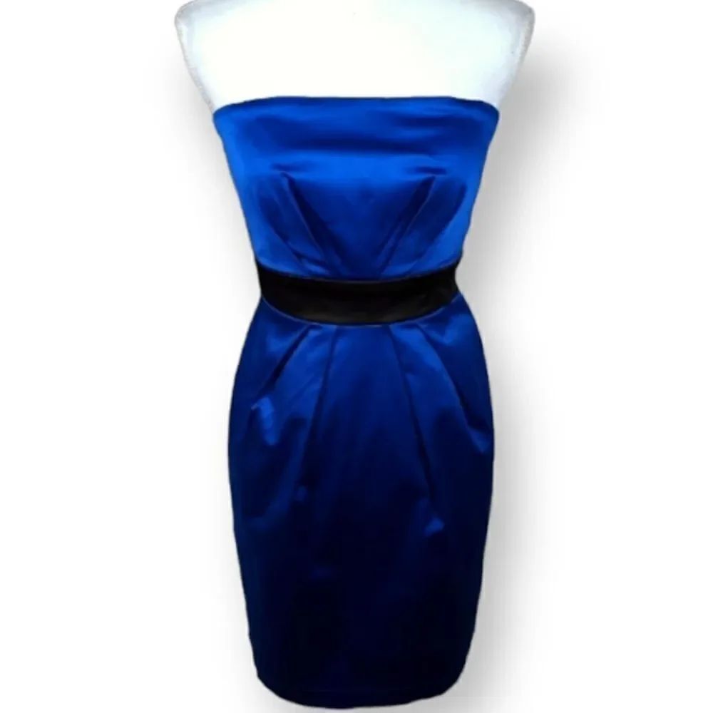 FOREVER 21 XXI ROYAL BLUE STRAPLESS DRESS SZ.1 EUC